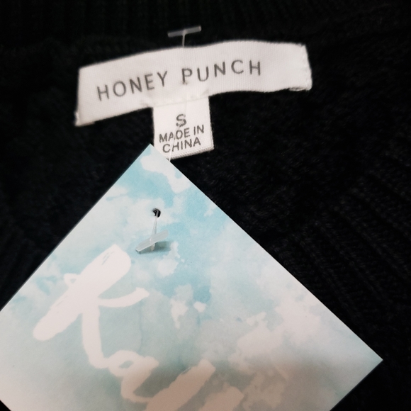 Honey Punch  Black Cable Knit Sweater Dress - Picture 9 of 13